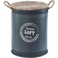 Kobolo Wäschekorb LOFT ANTHRAZIT Gr L 40x52 cm - Stylischer Wäschekorb im Industrial Look aus Metall mit Holzdeckel und Seilgriffen. Ideal zur Wäscheaufbewahrung und als praktische Sitzgelegenheit. Robuste Materialien sorgen für Langlebigkeit und urbanen Charme.