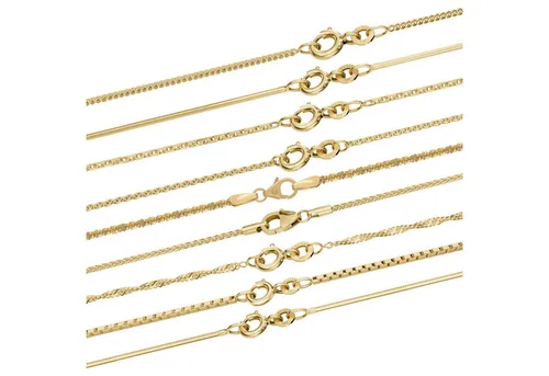 HOPLO Goldkette Ankerkette diamantiert 333 - 8 Karat Gold 36 cm - Feine, filigrane Goldkette aus 333-8 Karat Gold, 36 cm lang und 0,8 mm breit. Hochglanzpoliert und diamantgeschliffen für edlen Glanz. Made in Germany – höchste Qualität für stilvolle Auftritte.