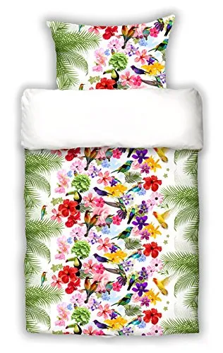 Moon Mako Satin Bettwäsche Blumen Mango 135x200 Digitaldruck Art. D2290/09