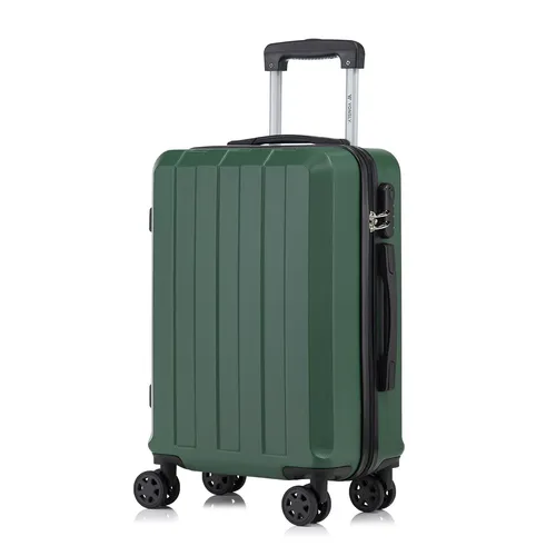 YONSLY Koffer Trolley Reisekoffer Dunkelgrün mit 4 Rollen in grün von YONSLY