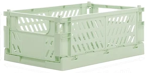 Brandsseller Faltbare Klappbox 25x16,5x10 cm stabiler Einkaufskorb stapelbarer Transportkorb Aufbewahrungskiste - Hellgrün
