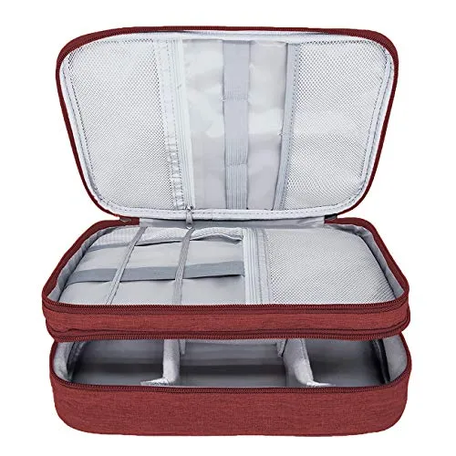 Ruyosn Kabel Organizer Tasche Wasserdicht Kabeltasche Groß Festplattentasche Elektronische Tasche Doppelschicht Elektro Organizer Cable Bag Elektronik Zubehör Organisator Kabel Power Bank Rot