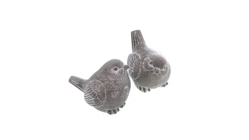 mucHome 2er-Set Vogel Dekovogel Grau/Weiß Tier Tierfigur Dekoration