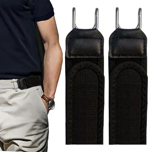 FLYGRRIV Schnallenloser Gürtel für Herren & Damen – Verstellbar mit Klettverschluss (2 Stück-Schwarz)