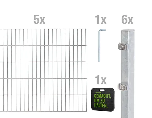 Alberts Doppelstabmattenzaun Grundset, 10 m x 120 cm - Gartenzäune, feuerverzinkter Stahl für Langlebigkeit und inklusive Kniekissen für komfortable Gartenarbeit.
