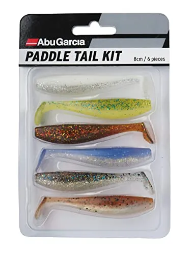 Abu Garcia Paddletail Soft Lure Kit, 6 Allround Gummiköder in bewährten Fangfarben, ideal für Barsch, Hecht und Zander – für das Angeln mit Jigkopf, Dropshot oder Carolina Rig