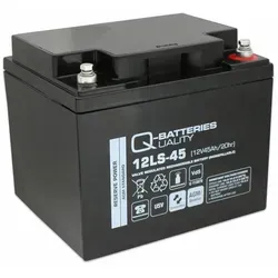 Q-Batteries 12LS-45 12V 45Ah Blei-Vlies-Akku - AGM-Batterie für Notstromversorgung, wartungsfrei und mit langer Lebensdauer von bis zu 10 Jahren, ideal für USV-Anlagen und Sicherheitstechnik.