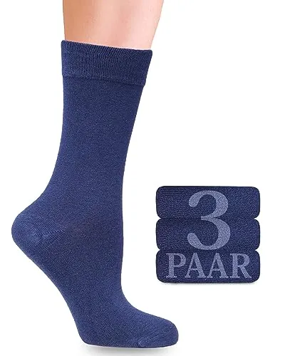 Fiera Besa 3 Paar Komfort Bambus Damensocken (35-38, Marineblau)