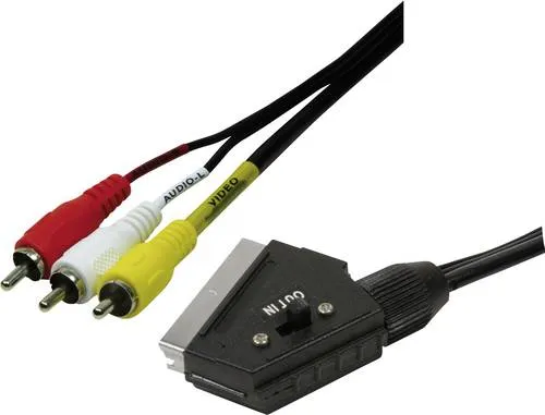 LogiLink SCART/Cinch Anschlusskabel 2m Schwarz - Hochwertiges SCART auf RCA Kabel für eine einfache Verbindung von TV und Receiver. Ideal für klare Audio- und Videoübertragung.