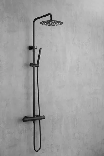 welltime Duschsystem Rainshower, 1 Strahlart(en), Edelstahl, Überkopfbrause mit Ø250mm, stabförmige Handbrause