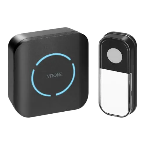 Virone FUDU DC Türklingel - 5 Lautstärkestufen 0-88 dB Reichweite Bis Zu 180m 36 Melodien IP44 - Klingel Haustür