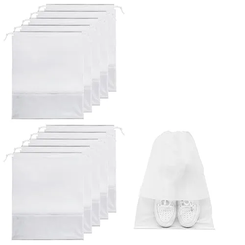 10er Pack Reise-Schuhtasche,32 X 44cm,wasserdichte Schuhaufbewahrungstasche,Schuhhülle mit transparentem Fenster für Alltag und Reisen (Weiß)