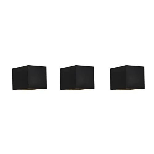 Qazqa Modern 3er Set Wandleuchten schwarz - Moderne Wandleuchten aus Aluminium für Wohnzimmer und Schlafzimmer, dimmbar und ideal für verschiedene Wohnräume.