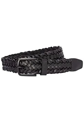 camel active Herren Flechtgürtel aus Leder Dunkelgrau - Herren-Gürtel mit 3,5 cm Breite, geflochtenem Design und verstellbarer Metallschließe für optimalen Tragekomfort und stilvolles Outfit.