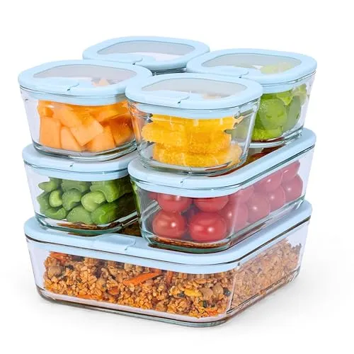 Econovo Frischhaltedose aus Glas, 7-teilig, stapelbar & auslaufsicher - Ordnung im Kühlschrank leicht gemacht! Unsere 7-teilige Frischhaltedosen-Set aus hitzebeständigem Borosilikatglas bietet durch die stapelbare Form optimalen Platz und Übersicht. Ideal für jede Speise und spülmaschinenfest.