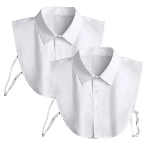 DAZZLUXE 2-teilige Damen Hemdkragen - Praktische 2er-Pack Blusenkragen in Weiß, aus strapazierfähigem Polyester, ideal für schnelle Stylings ohne Waschen und Bügeln. Perfekte Ergänzung für Hemden und Pullover.