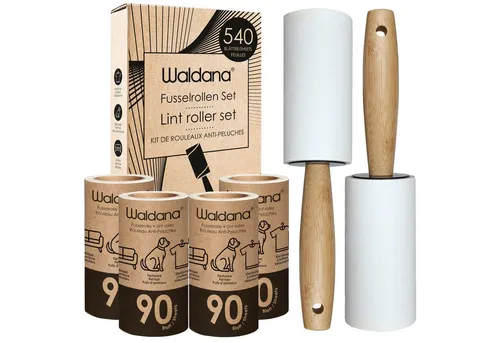 Waldana Fusselroller Set - 6 Rollen je 90 Blatt - 540 Blatt - Fussel Tierhaar Entferner