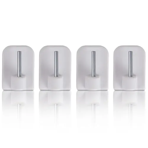 Bestlivings 4 Stück Weiße Selbstklebende Haken für Vitragestangen, Gardinenstangen, Vorhangstangen, Bistrostangen