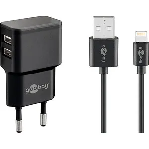 goobay Ladekabel mit Adapter schwarz, 12 Watt