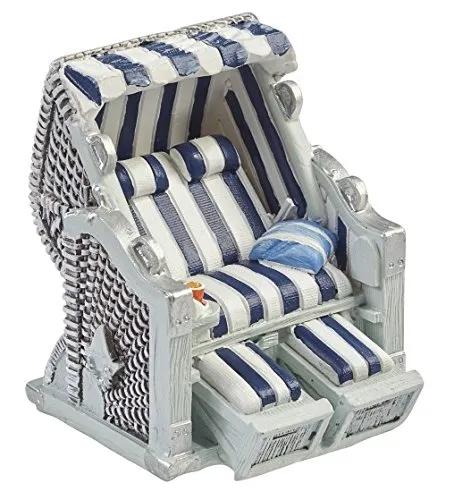Hobbyfun Mini Strandkorb blau-Weiss 7 cm Figur Deko Urlaub Ferien Ostsee