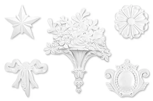 Ornament aus PU - große Auswahl, 160x230mm Stuck, stoßfeste Deko schnitzerei - Verzierung für Wand und Deck (W817)