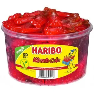 Haribo Fruchtgummis Kirsch-Cola, 1350g, 150 Stück, in Dose