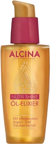 Alcina Nutri Shine Öl-Elixier 50 ml Haaröl - Haaröle - Intensiv pflegendes Haaröl mit hochwertigem Argan- und Traubenkernöl für seidigen Glanz, Anti-Frizz-Effekt und reduzierte Haarschäden.