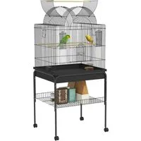 Großer Vogelkäfig für Wellensittiche mit Futterstation und Rollen - Vogelkäfig für Wellensittiche, 63L x 53B x 144H cm, mit praktischer Ablagefläche und Rollen für einfache Mobilität, ideal für ein komfortables Zuhause.
