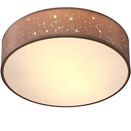 Deckenlampe Taupe Stoff Ø38cm Sternenhimmel in braun von Deuba