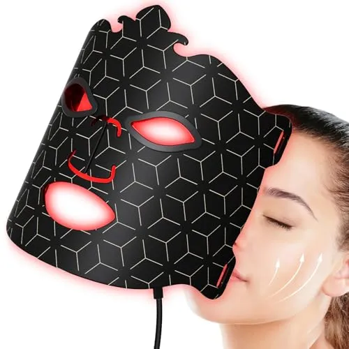 Profey LED Maske Gesicht mit 7-Farben, Rotlicht Maske Gesicht, Led Gesichtsmaske für Hautverjüngende und Anti-Falten, LED-Gesichtsmaske mit Timerfunktion, zu Hause,Wiederaufladbare