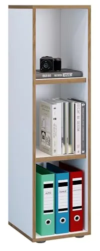 VCM Holzregal stehend | elegantes Büroregal - Bücherregal mit Platz für bis zu neun Ordner, Maße ca. H. 110 x B. 30 x T. 33 cm, ideal für effiziente Raumnutzung im Büro oder Zuhause.