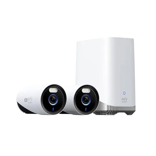eufy Security eufyCam E330 - 4K Überwachungskamera für Außen, 24/7 Aufnahme, Gesichtserkennungs-KI und kein Abo nötig, 2 Kamera Set mit HomeBase 3
