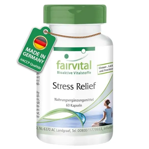 Fairvital | Stress Relief Kapseln - 60 Kapseln - B-Vitamine mit Spurenelementen, Aminosäuren und Pflanzenextrakten