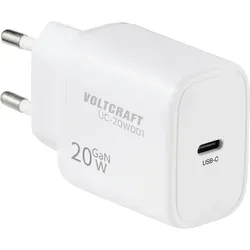 Voltcraft Uc-20w001 Usb Ladegerät 20 W 1x Usb-c® Fast Charge, Usb Pd 3.0 Weiß Gan