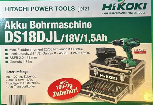 HiKoki DS 18DJL(1.5L) Akku-Bohrschrauber 1,5Ah
