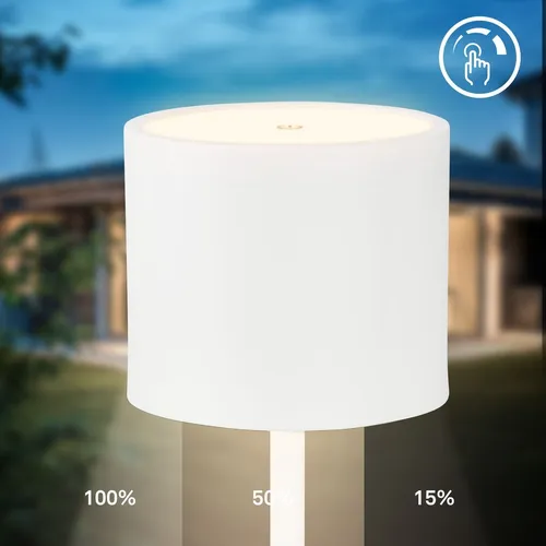 B.K.Licht - LED Tischlampe kabellos IP44 - Tischlampe mit dimmbarer Lichtstärke und robuster IP44 Konstruktion für Innen und Außen, ideal für jeden Anlass.