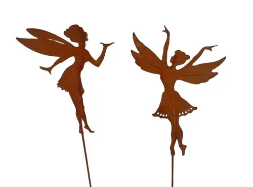 Deko-Impression Gartenstecker Gartenstab-Set 2 Gartenstecker Beetstecker 2 Elfen Eisen Rost 100 cm (2-St)