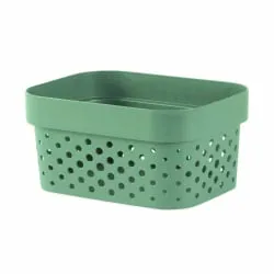 Keter Germany GmbH Curver INFINITY RECYCLING Box mit Lochmuster 1,4 L, Aufbewahrungsboxen in skandinavischem Design aus 100 % recycelten Materialien, 1 Box, Farbe: kiefergrün 252510