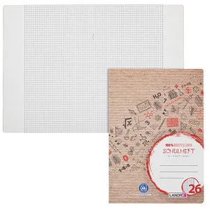 LANDRÉ Schulheft Recycling Lineatur 26 kariert DIN A4 Außenrand, 16 Blatt, 1 St.