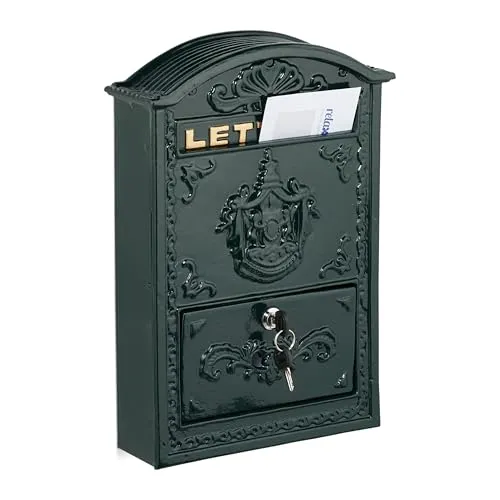 Vintage Postkasten - Stilvoller Standbriefkasten - Eleganter Briefkasten aus Aluminium und Eisen, verschließbar mit 2 Schlüsseln, ideal für den Außenbereich und verleiht jedem Haus einen nostalgischen Charme.