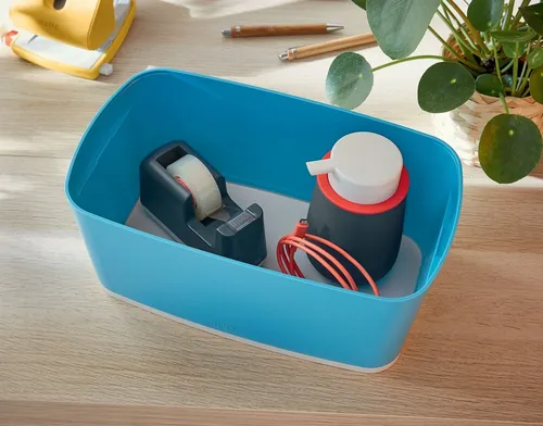 Leitz MyBox kleine Aufbewahrungsbox mit Deckel und Griff, Sanftes Blau - Modulare Aufbewahrungsbox mit Deckel und praktischer Aufbewahrungsschale für schnelle Organisation zu Hause und im Büro. Hergestellt aus robustem, BPA-freiem Kunststoff, ideal für Lebensmittel und einfache Reinigung.
