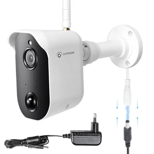 LUVISION Funk Zusatz Überwachungs-Kamera mit DC | Betrieb: DC-Adapter Netzteil | zur Erweiterung LV-A-2020-01 | FullHD 2MP 1080p | PIR-Wärmesensor | Nachtsicht