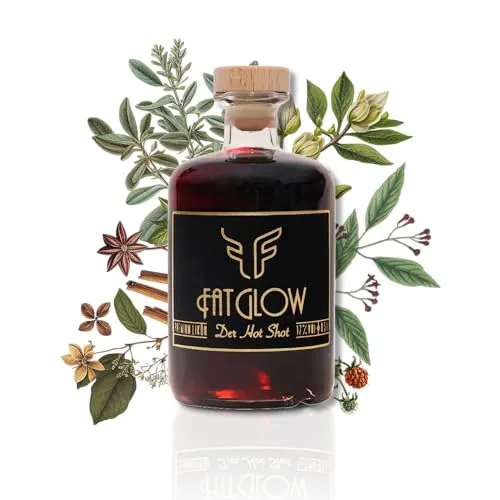 FatGlow Glühweinlikör 17% Vol. - Premium Likör mit Safran, Nelke & Portwein - Edler Weihnachtslikör - Fruchtig-würziger Hot Shot Lavendellikör - Besonderer Schnaps aus Deutschland (0,5l)