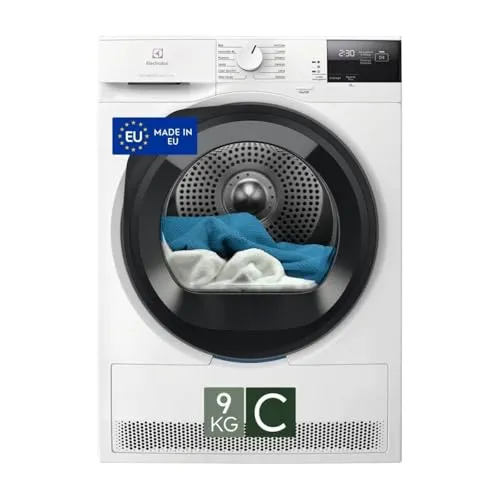 Electrolux GentleCare Serie 600 Wäschetrockner mit Wärmepumpe, 9 kg, EW6H29C, Klasse C, 12 Programme, MixCare- und SensiCare-Technologie, Anti-Falt-Funktion, 64 dB, EcoFlow-Filter, 850 x 596 x 636 mm