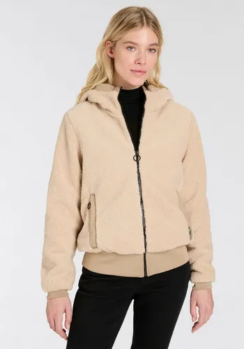 CMP Damen Teddyfell Jacke mit Kapuze, Creme, Größe 50 - Wasserfeste Jacke mit Kunstfaser-Füllung für optimale Wärme und Bewegungsfreiheit, ideal für kalte Tage. Praktische Seitentaschen und elastische Bündchen sorgen für zusätzlichen Komfort.