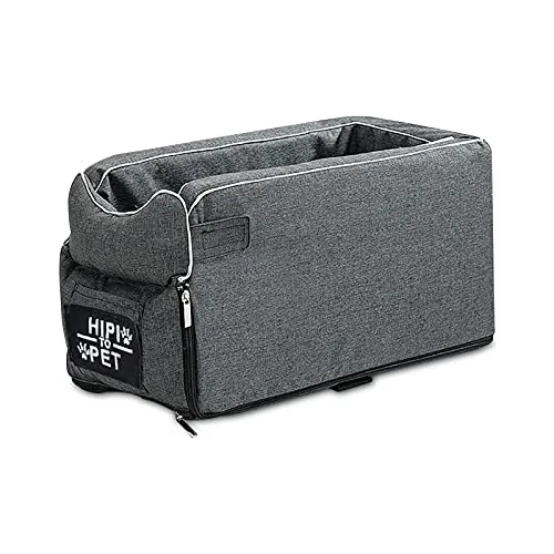 Ergocar Hunde Autositz, Sitzerhöhung für Kleine Hunde & Katzen mit Einem Gewicht unter 6kg Weich Abnehmbarer Waschbarer Tragbar Stabile Auto Hundekorb Haustiere Auto Reisebett-Grau