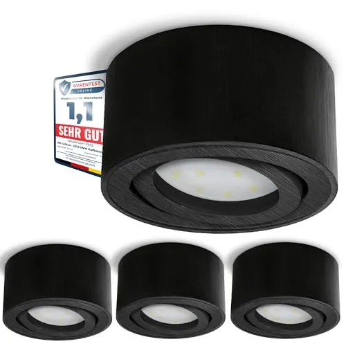 SSC-LUXon LED Aufbaustrahler CELI-1B - Flach, schwenkbar und dimmbar - Aufbaustrahler für stilvolle Beleuchtung mit fourSTEP-Funktion. Ideal für Büro, Küche oder Flur - dimmbar in 4 Stufen ohne zusätzlichen Dimmer.