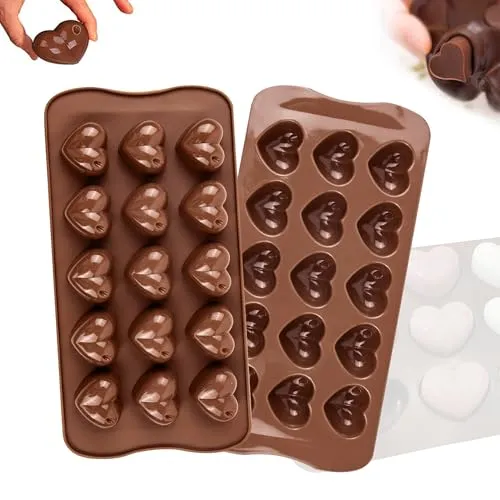 Schokoladenform Silikon, Silikonform Herz, 2 Stück Herzförmig Pralinenformen Formen, Silikonformen Backen, Antihaftbeschichtet, Pralinenform Silikon Für Diy Schokolade