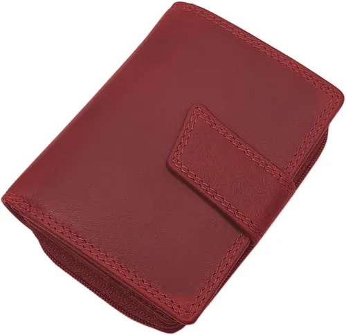 Kleine Rindleder Damen Geldbörse Geldbeutel Portemonnaie RFID Schutz Kirschrot