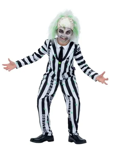 Smiffys Beetlejuice Costume - Kostüme für Kinder, inklusive Jacke mit Mock Shirt & Krawatte und Hose, sicher und geprüft nach EN71 Standards für unbeschwerten Spaß.